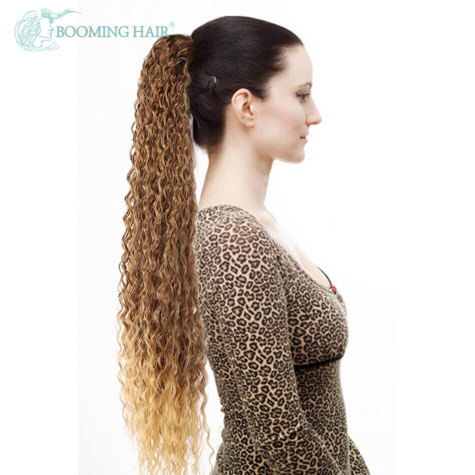 Coletero de onda larga de agua extensiones de cabello con Clip, pelo sintético, cola de caballo de 32 pulgadas: MT4-27
