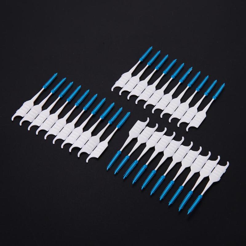 200pcs Double Head Dental Floss Hygiene Plastic Interdental Brush Tooth Healthy Clean Oral Care Toothpick Teeth Clean Sticks