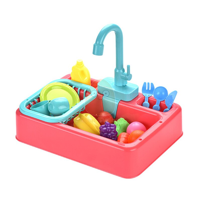 Keuken Speelgoed Plastic Afwas Sink Set Kinderen Simulatie Pretend Rollenspel Huishouden Kit Vroege Educatief Speelgoed Voor Kinderen: Pink