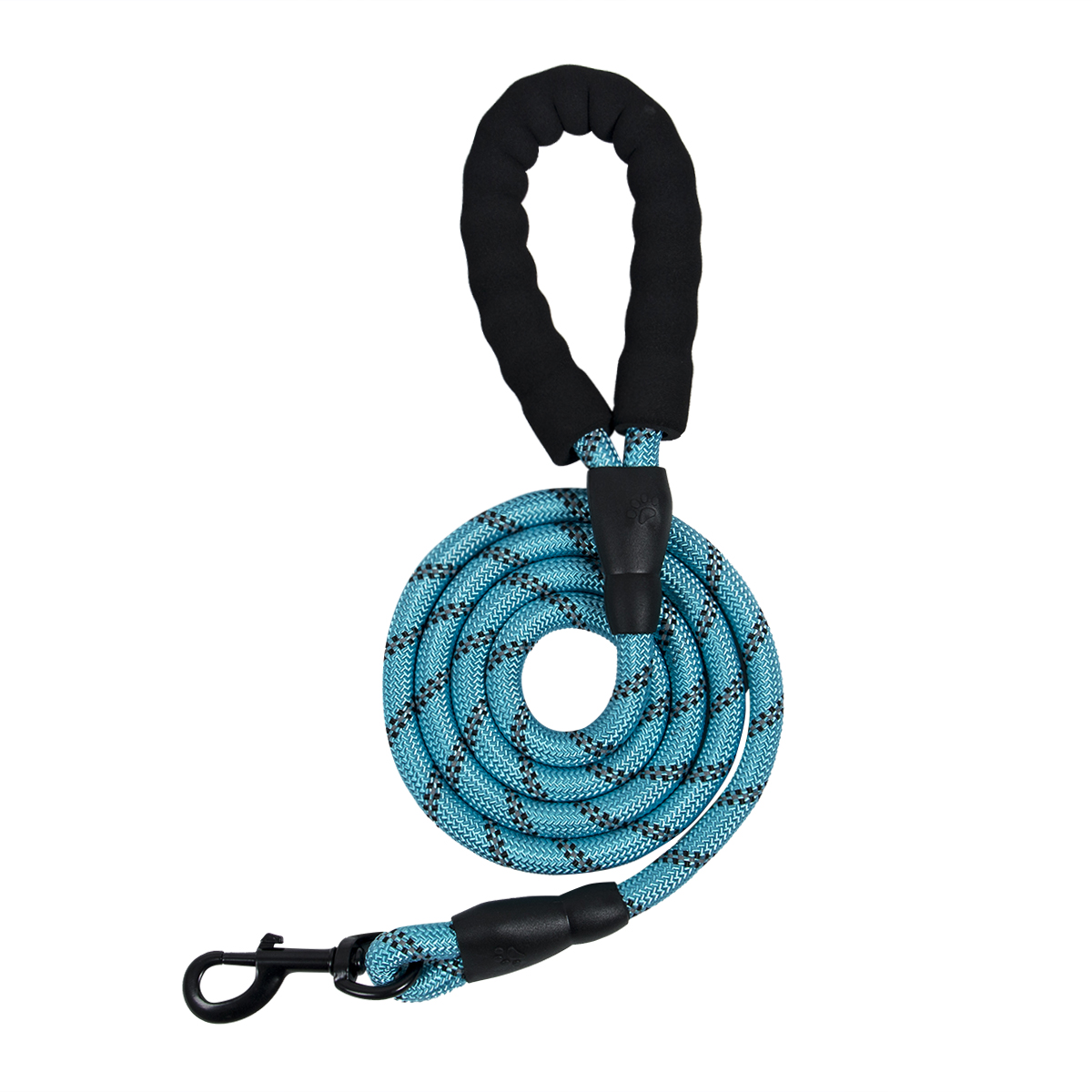 5FT Sterke Pet Hondenlijn Klimmen Touw Reflecterende Draad Nacht Veilig Gewatteerde Handvat Nylon Running Riemen Voor Kleine Grote Honden: Blauw