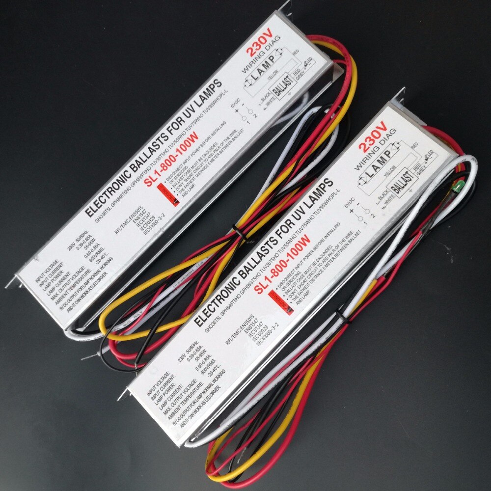 2pcs 100W 230V Germicidal Lamp Electronic Ballasts UV Ballast for UV Lamps TUV36T5HO TUV55WHO TUV75WHO TUV95WHOPL-L SL1-800-100W