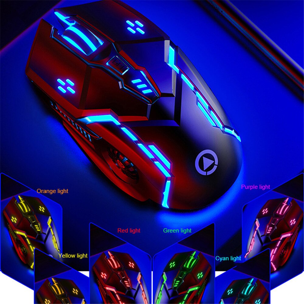 Rato do jogo com fio mudo mouse gamer ratos 6 botão luminoso usb computador mouse para computador portátil