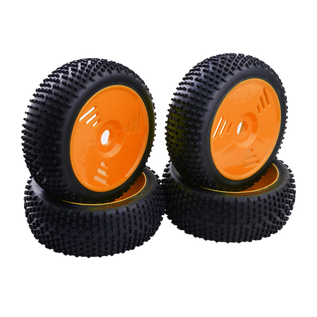 4Pcs RC 1/8 Wheel Rims w/ 110mm Tires for HSP HPI Team FS Buggy Truggy: Orange