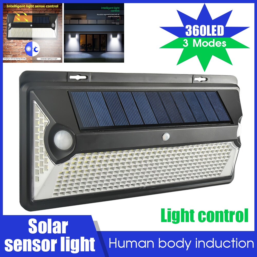 Outdoor 360/720 Led Solar Licht Zonlicht Waterdicht Straat Buitenmuur Lamp Pir Motion Sensor Nacht Beveiliging Tuin Verlichting