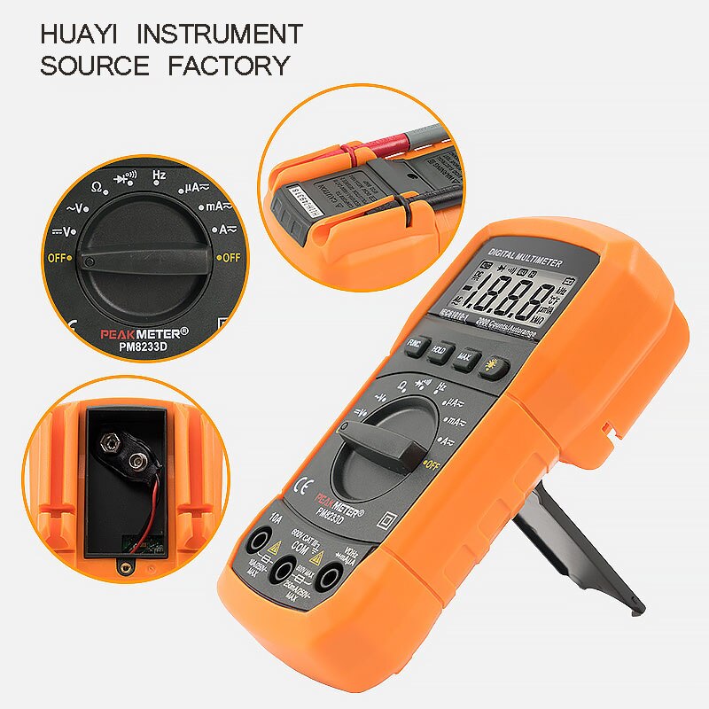 PM8233D multimetr cyfrowy handheld wysokiej precyzyjny liczenia zakres automatyczny woltomierz Lampa błyskowa podświetlenie duży ekran