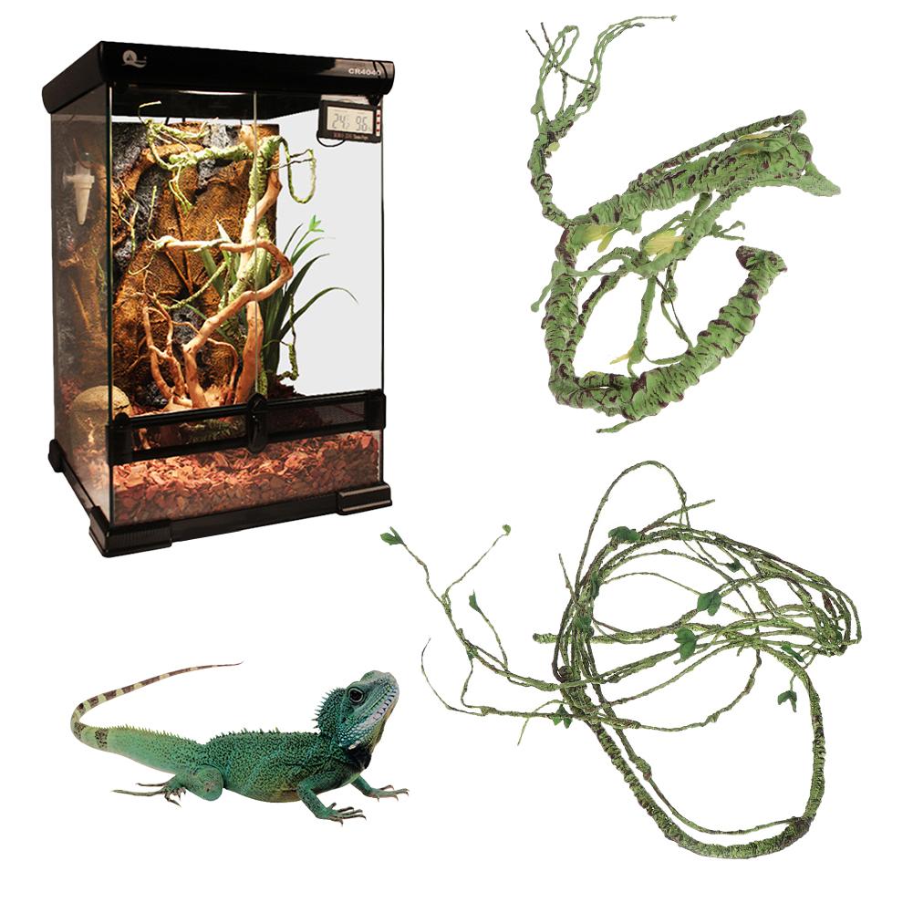 Haustier Lebensraum Dekor Reptil Simulierte Rattan Regenwald Faltbare Dekoration Für Eidechsen Frösche Schlangen Haustier Terrarium Dekoration
