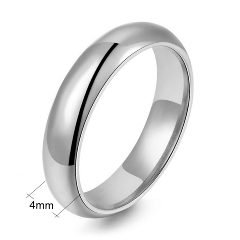 Gravering sølv farve mænd vielsesringe til kvinder titanium stål simpelt par hale elskers smykker for evigt kærlighed: 6 / 4mm til mænd