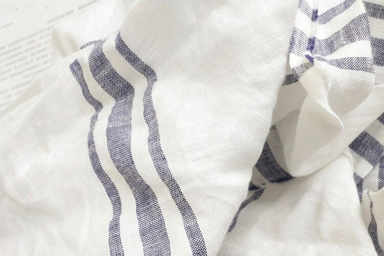 100% Pure Linen Fabric - Burnt Mocha Stripe - 280cm