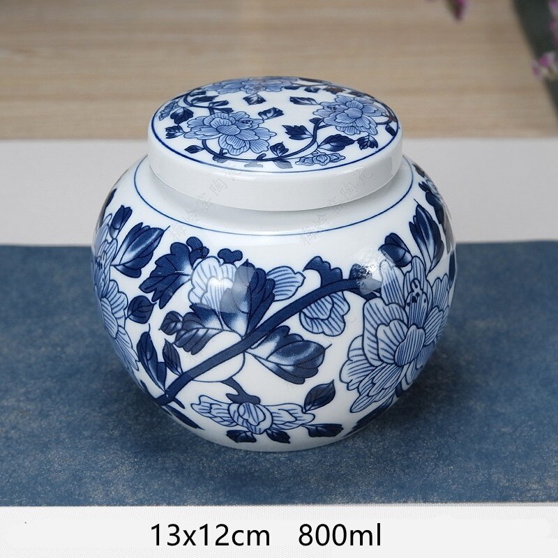 Multifunction Tieguanyin Sealed Containers Chinese Blue and White Porcelain Ceramics Tea Caddy Tea Bag Household Storage Box: F