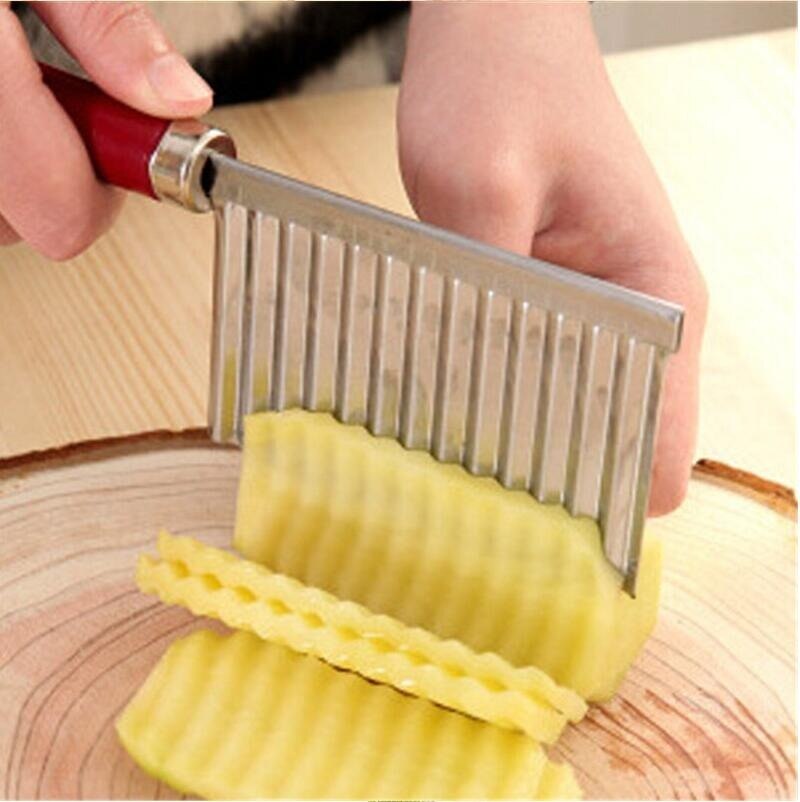 Stainless Steel Kitchen Accessories Wave Knife Chopper Serrated Blade Potato French Fries KnifeCarrot Slicing Knife