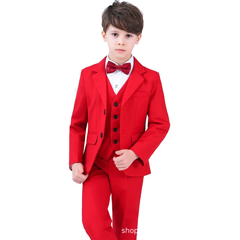 Blazer rouge pour garçons, costume de mariage, de bal, de smoking, pour enfants,