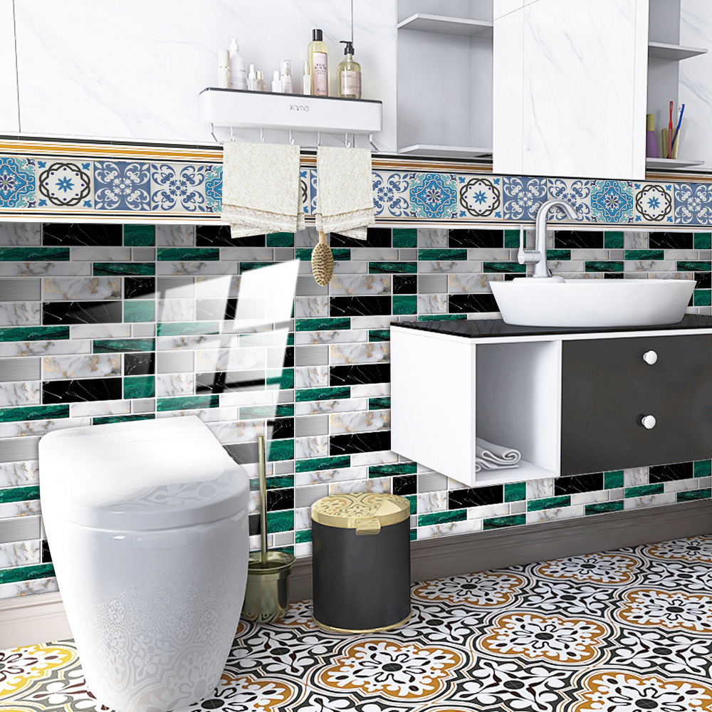 Pegatinas de azulejos de cristal de mosaico 3D, pegatina de pared contra salpicaduras, azulejos autoadhesivos de cocina, pegatinas de pared de baño, decoración del hogar impermeable