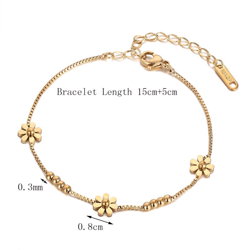 Schone Edelstahl Daisy Armband Top Qualitat Box Kette Armband Fur Frauen Und Madchen Geschenk Gold Farbe Schmuck