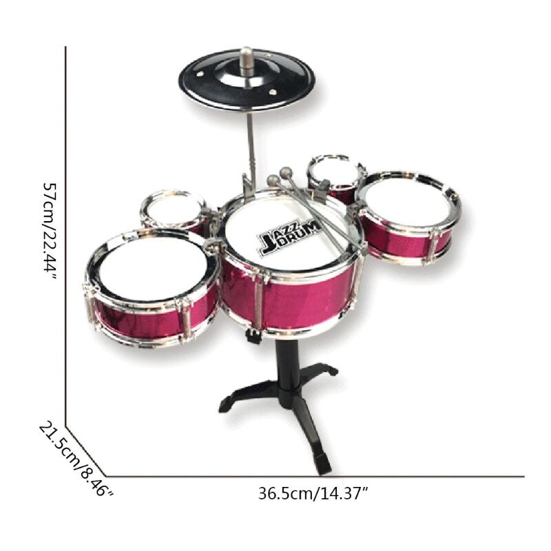 Kids Jazz Drum Set Musical Educational Instrument Mini Band Play Toy with Sticks