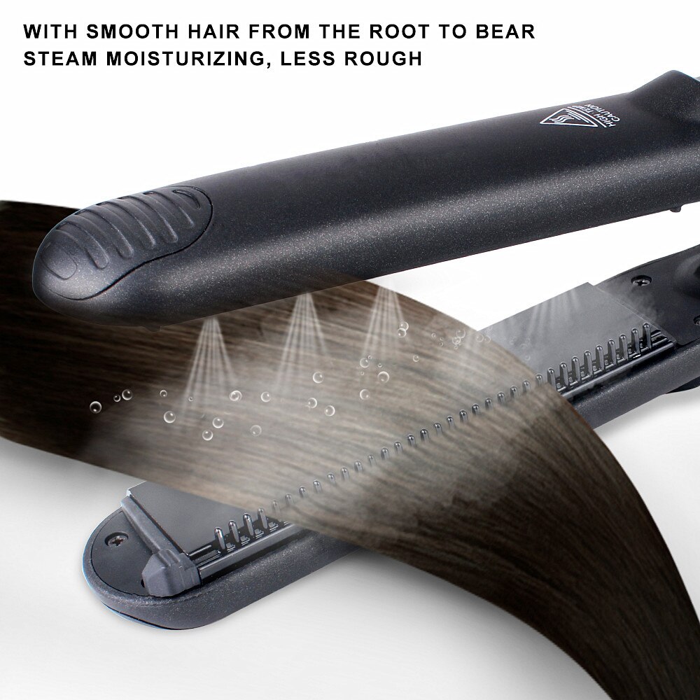Hair Straightening Iron Steam Hair Straightener With Detachable Brush Ceramic Flat Iron Electric Hair Straightener