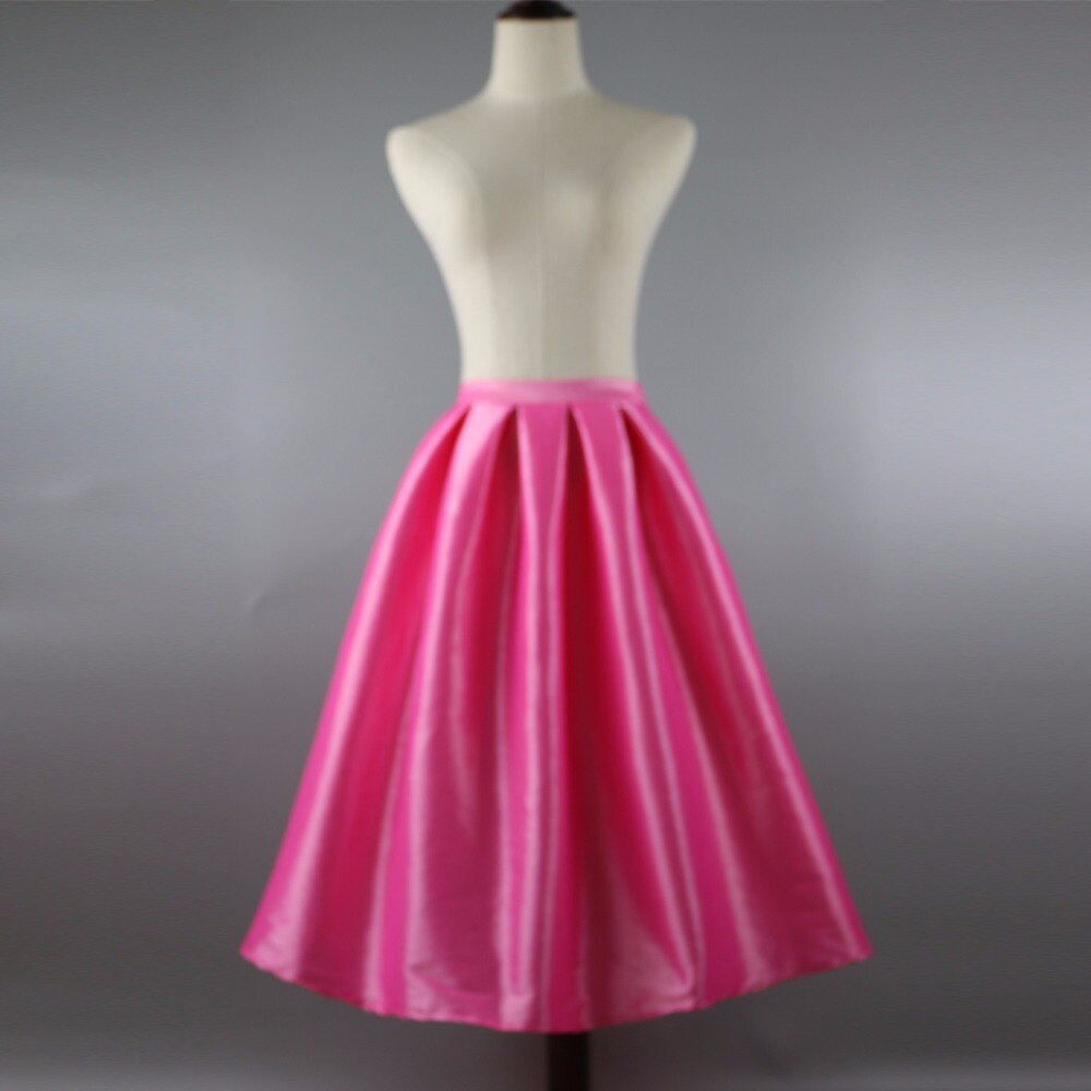 Retro plisado Midi falda de cintura alta Saia Puff Atacado oupas Femininas faldas de verano Mujer Vestidos