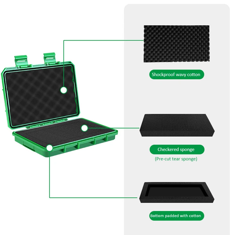 1PC waterdichte opbergkoffer draagbare hardware gereedschapskist met spons verzegeld schokbestendig veiligheid bescherm apparatuur doos gereedschap organisator