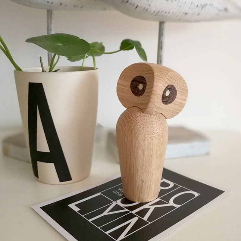Nordic Wood Owl Doll Home Decoration Wood