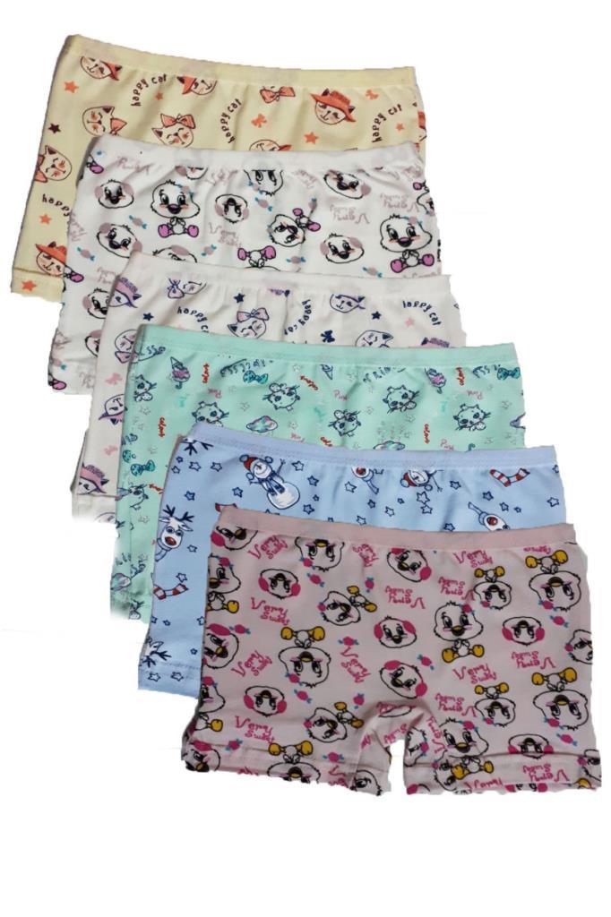 Quota Female Child Cotton Lycra Printed Female Child Boxer Shorts 6lı Package