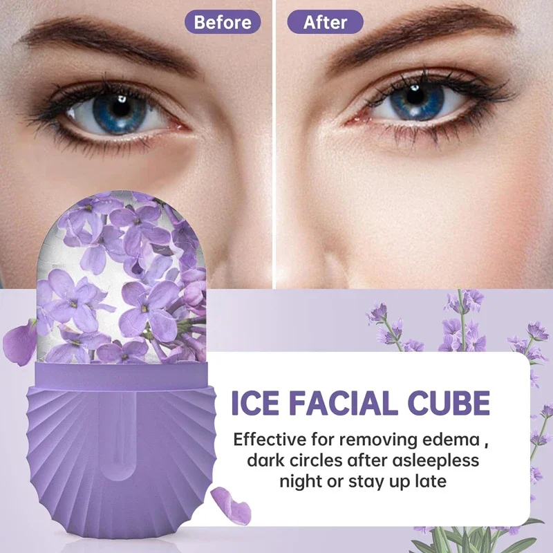 Rodillo Facial de hielo, cubo de hielo, masaje de belleza, molde de hielo de silicona para hinchazón de ojos, rodillo Facial de hielo, reduce los poros