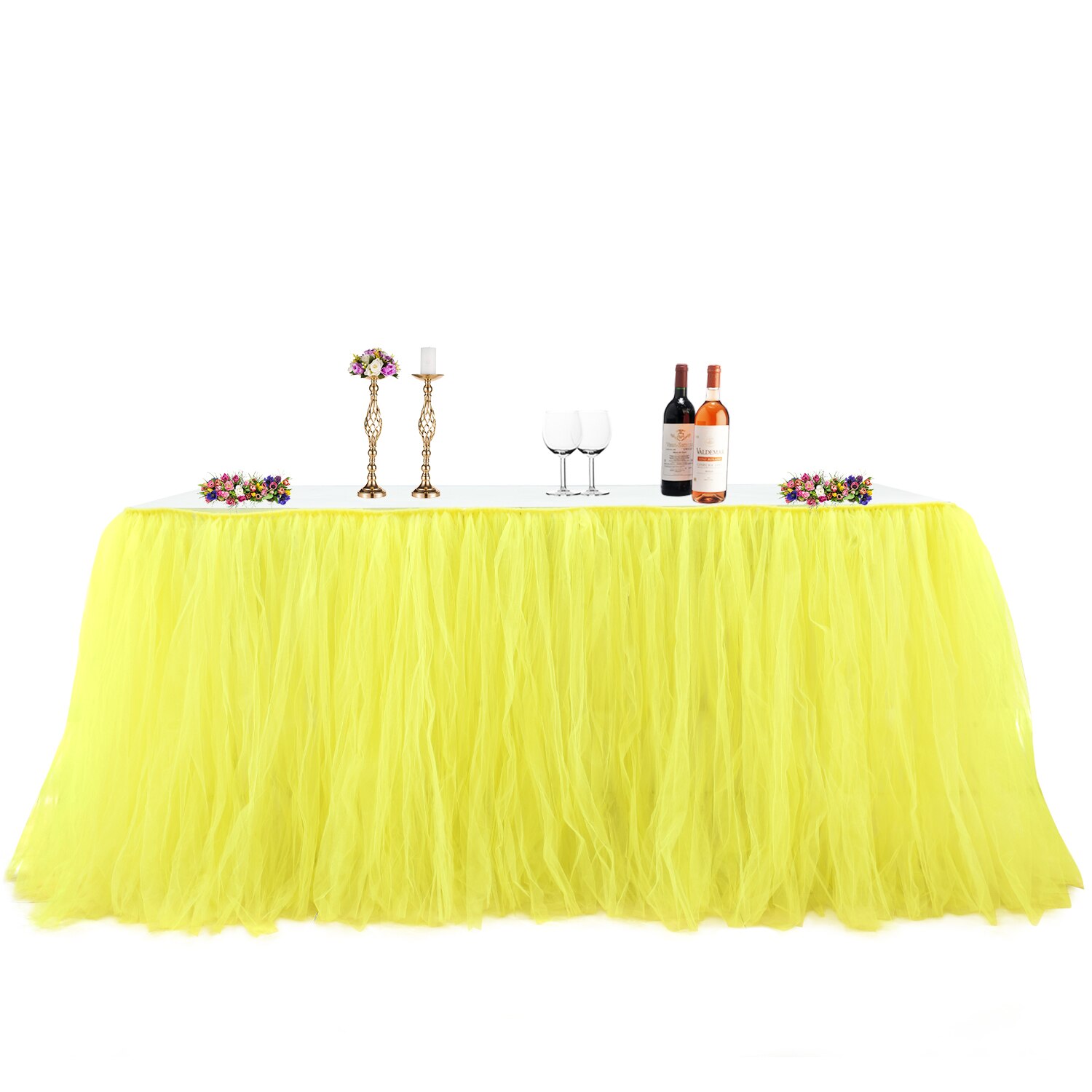 Party Tulle Tutu Table Skirts for Baby Bridal Shower Birthday Party Wedding Party Table Skirt Cover Home Decorations Supplies: Yellow
