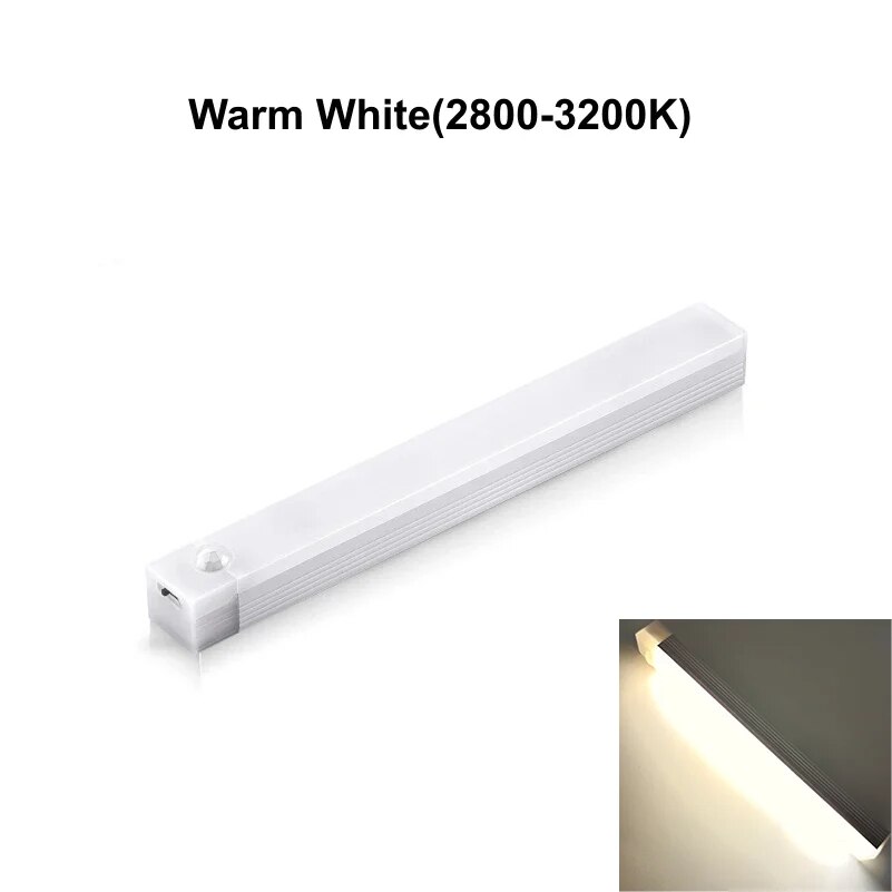 Luz LED con Sensor de movimiento para armario, lámpara nocturna de inducción recargable tipo C, Detector portátil inalámbrico para pasillo: Luz cálida / 0,4 m