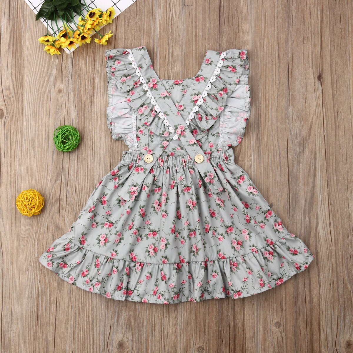 Familie Passenden Outfits Kleine schwester und Große Schwester Passenden Blumen- Kleid und Strampler