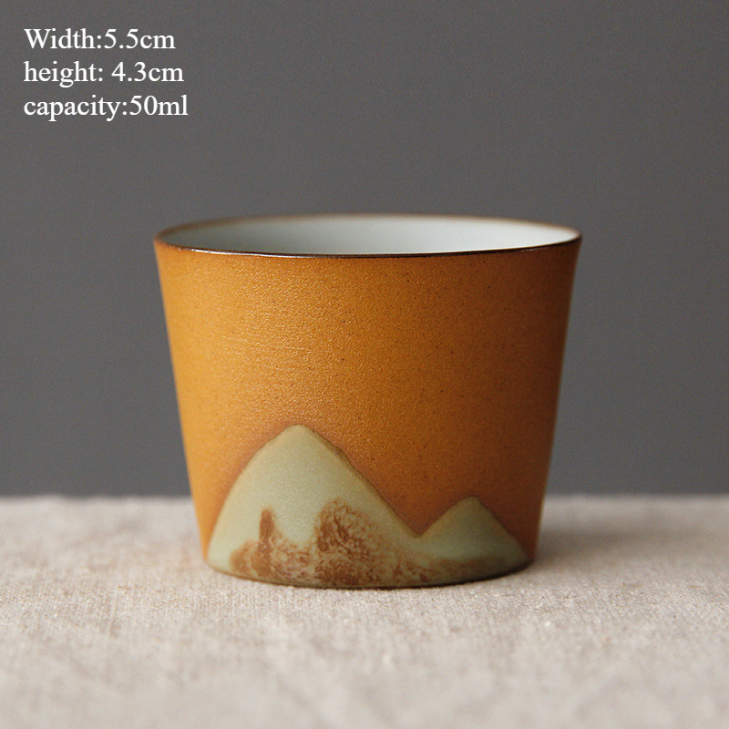 Handmade Ceramic Coffee Mug with Wooden Handle - Retro Tea Cup, Office Water Cup Filter , Unique Birthday: Blue