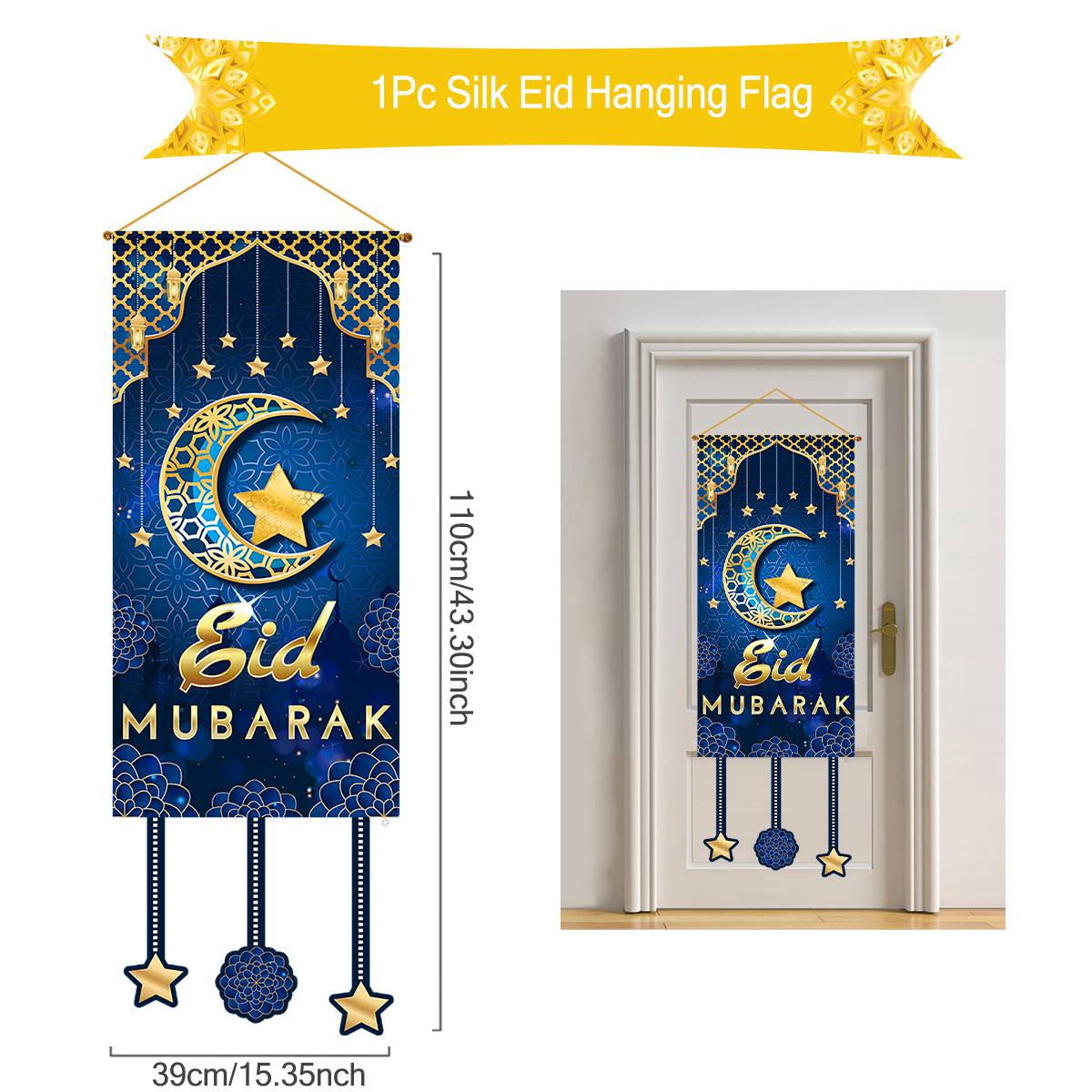 Eid mubarak pendurado bandeira ramadan decoração para casa 2025 ramadan kareem islâmico muçulmano fontes de festa eid al adha presentes