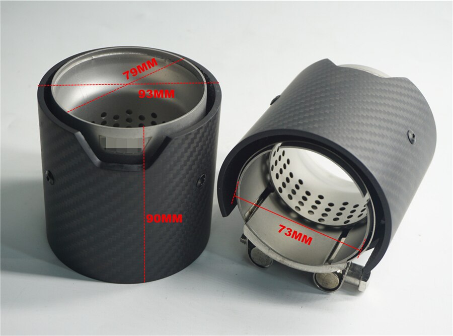 Edelstahl Auspuff Endrohr - 89mm Einlass, 101mm Auslass Mit Carbonhalterung