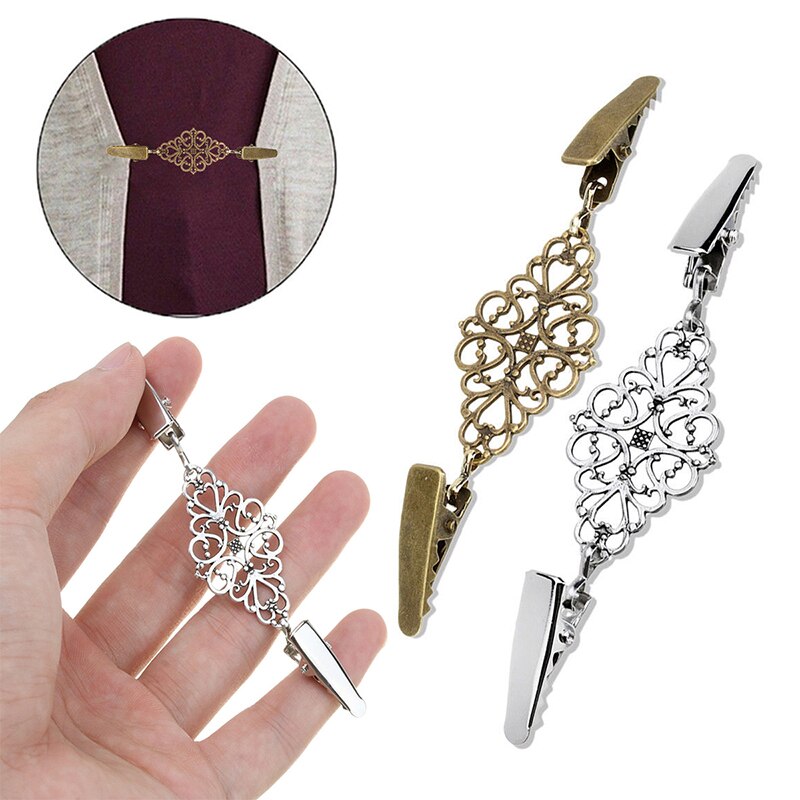 1Pc Retro Vest Clip Cape Shawl Shirt Trui Kraag Eend Clip Parel Steentjes Blouse Gesp Kleding Decoratie Broche Pin