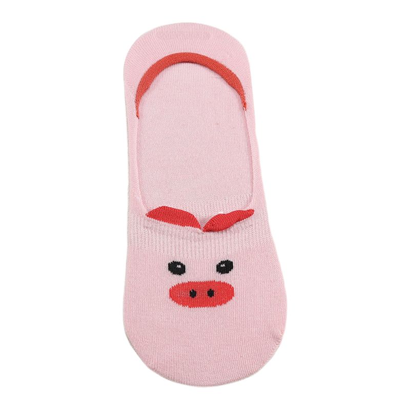 Calcetines de algodón antideslizantes con estampado Animal de gato, zorro, cerdo, chicas japonesas, calcetines invisibles con orejas 3D, boca superficial: 5