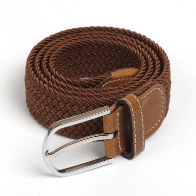 Mannen Elastische Stretch Taille Riem Zwart Canvas Gevlochten Kleine Elasticiteit Geweven Lederen Riem Brede Metal Stretch Riem Voor mannen: Style1 Brown