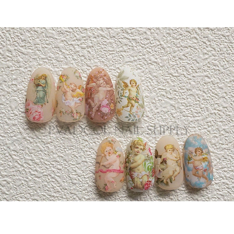 Autocollants pour ongles anges, feuille de décalcomanies à l'eau, pour les dessins acryliques, outil de manucure