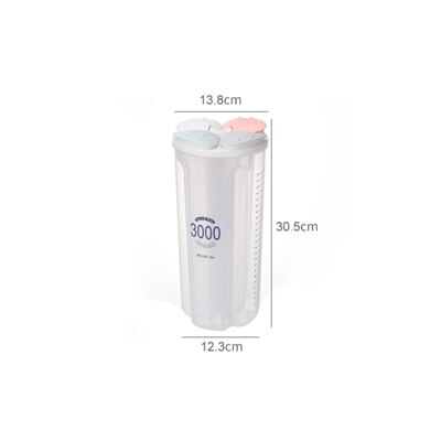 Plastic Opslag Container Conservenblikken Voor Bulk Granen Vochtbestendige Opbergdoos Granen Dispenser Afgesloten Pot Keuken Organizer: 3000ml 4 grids