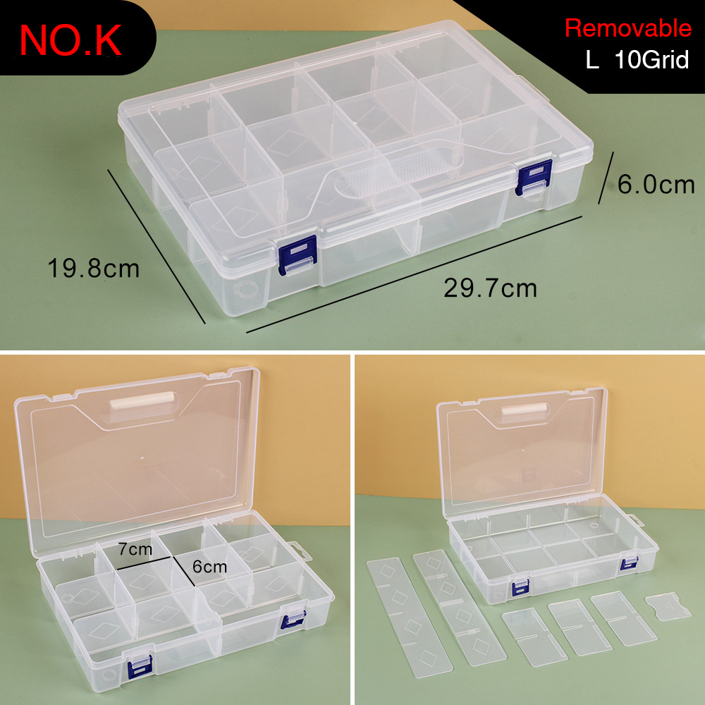 Plastic Storage Box Adjustable 1-36 Grids Compartment Jewelry Earring Bead Screw Holder Case Display Organizer Container: K