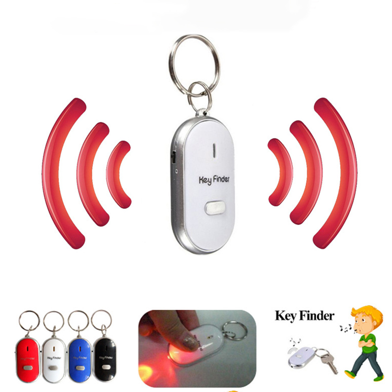 Led Fluitje Key Finder Knipperende Piepend Geluid Controle Alarm Anti-Verloren Keyfinder Locator Tracker Met Sleutelhanger 4 Kleuren Voor kiezen: WHITE