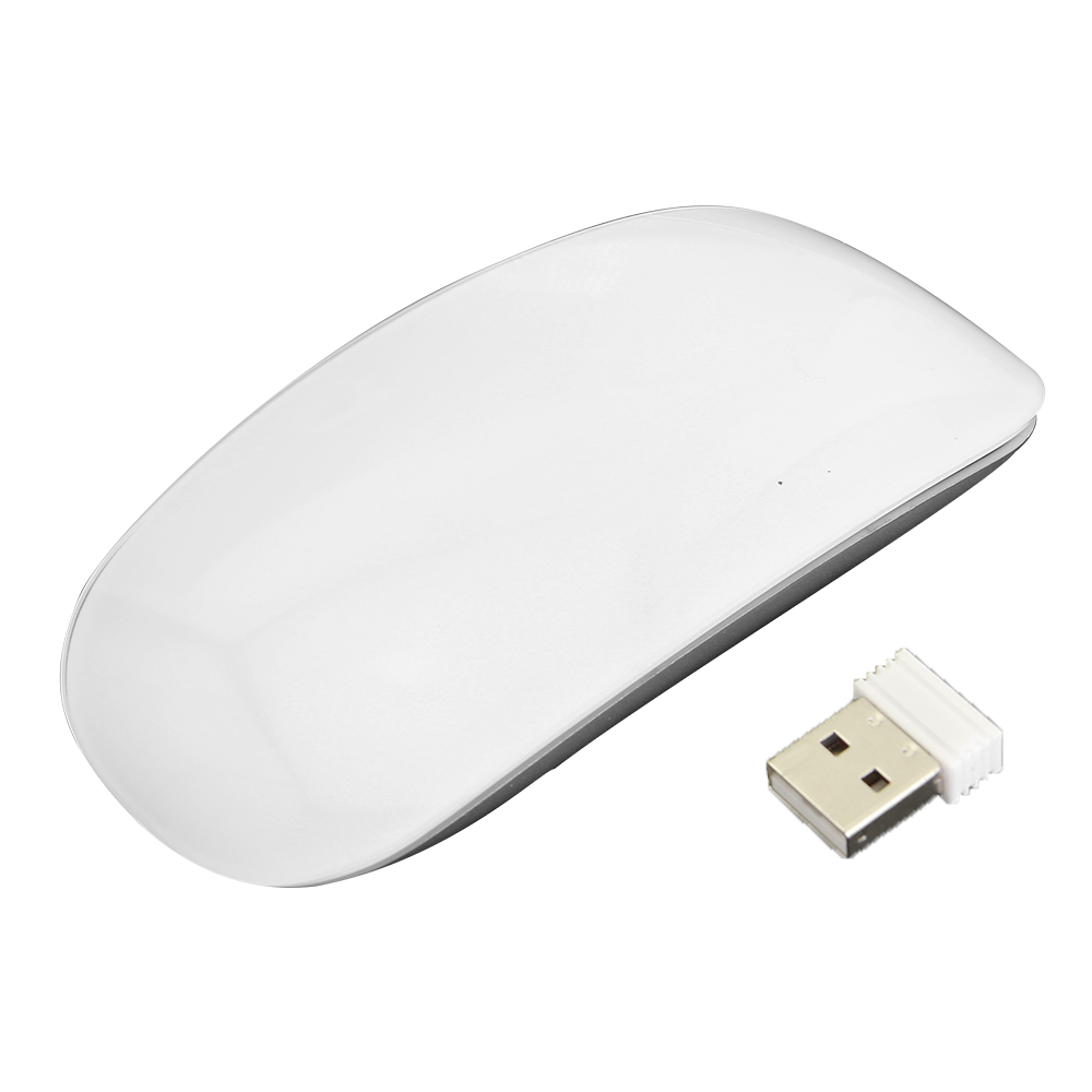 Wireless Ultra Thin Magic Computer Mouse For Apple Macbook Ergonomic Arc Touch Optical Usb Mause 3D PC Mice 2 For Laptop Desktop: 2.4G White