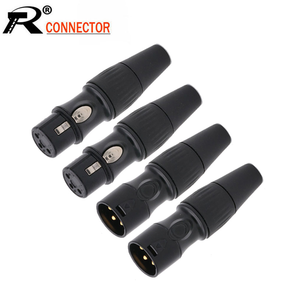 10 Stks/partij 3 Pin Xlr Plug Jack Mannelijke/Vrouwelijke 3 Pole Xlr Socket Microfoon Mic Kabel Draad Connector Zwart kleur