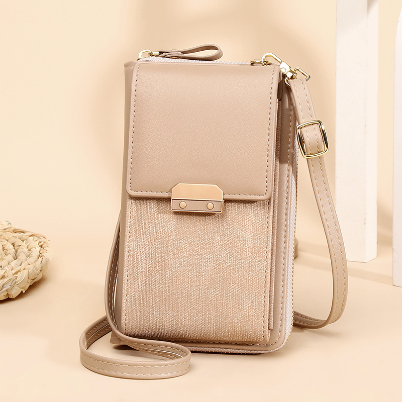 Vrouwen Messenger Bag Mobiele Telefoon Schouder Portemonnee Kleine Pu Lederen Crossbody Hangen Zakken Voor Dames Kaarthouder Portemonnee vrouwelijke: Apricot
