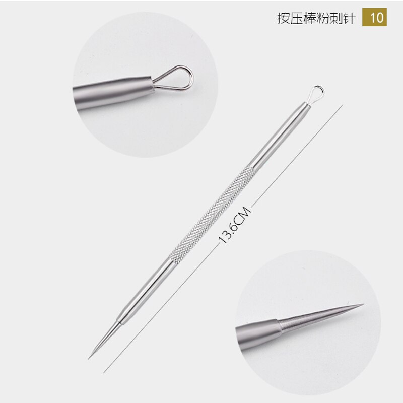 5 stuks dubbelzijdige roestvrijstalen naaldverwijderaar voor het verwijderen van mee-eters, acne, puistjes en puistjes, en reinigings- en huidverzorgingstools
