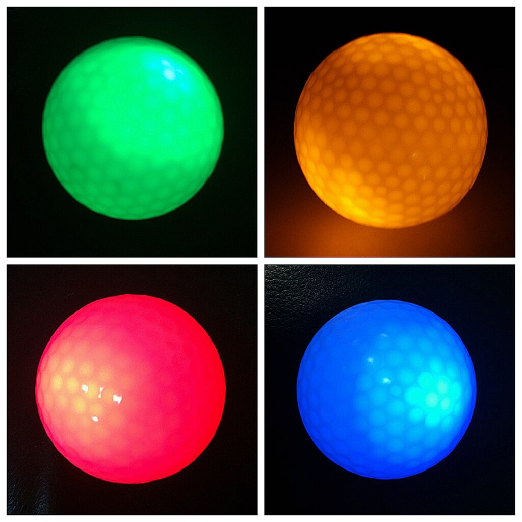 Night Golfing LED Light Up Golf Balls Official Size Double Layer, 4Pcs