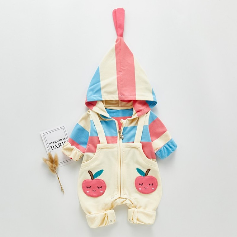 HIPAC Newborn Baby Girls Boys Romper Striped Long Sleeve Jumpsuit Infant Babies Clothes Outfits Pure Cotton Cartoon Jackets