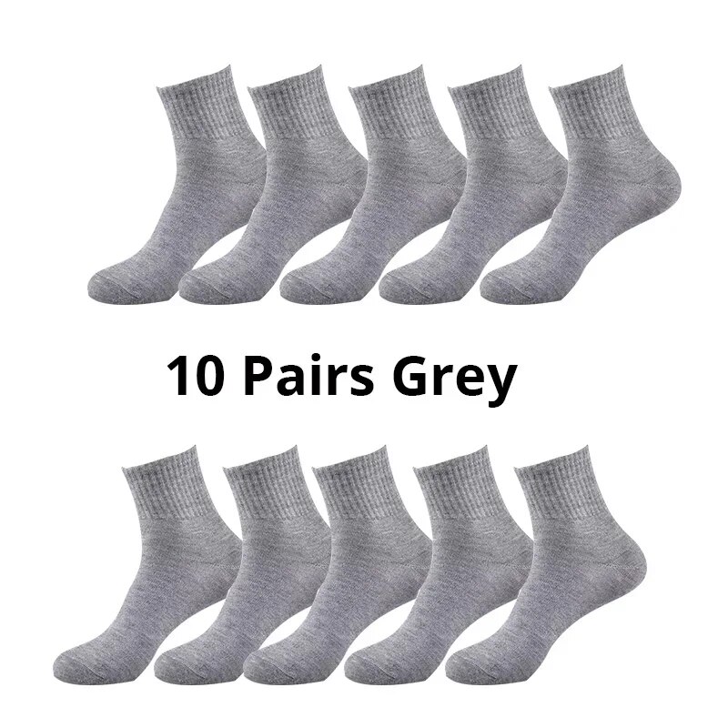 10 pares de meias masculinas respiráveis e confortáveis, meias casuais de escritório para tênis, meias de trabalho para todas as estações