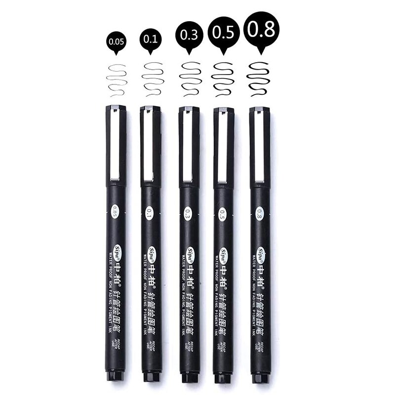 Fine Line Needle Pen for Cartoon Sketching, Comic, Manga, Artist Illustration, Technical Drawing, Figure: 00501030508