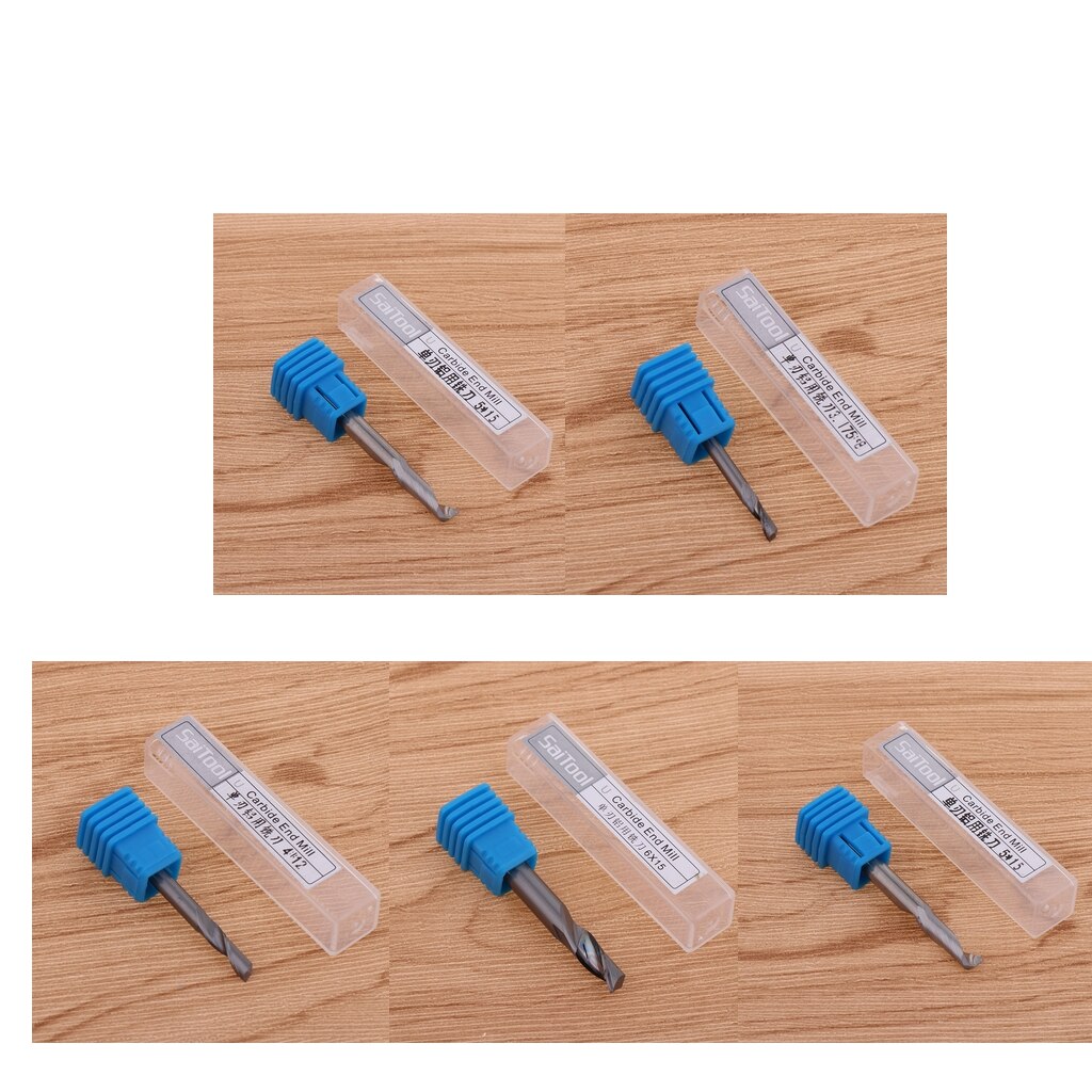 5 Maten Carbid Frees Bits Wolfraam Stalen Frees Cnc Spiral Router Bit Enkele Fluit