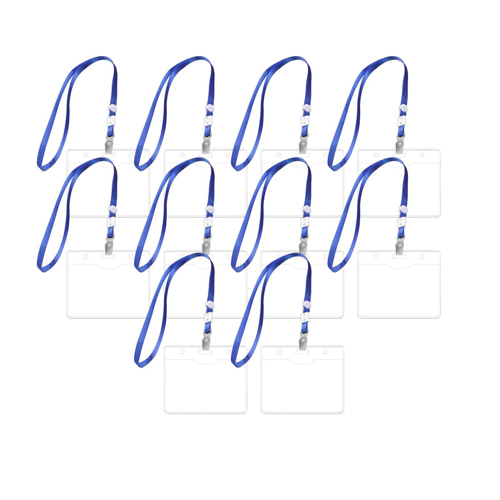 Breakaway Lanyards ID Holder Clear Name Card Case with Lanyards Plastic Solid Color Card Protective Cover Reusable Badge Holders: 10PCS