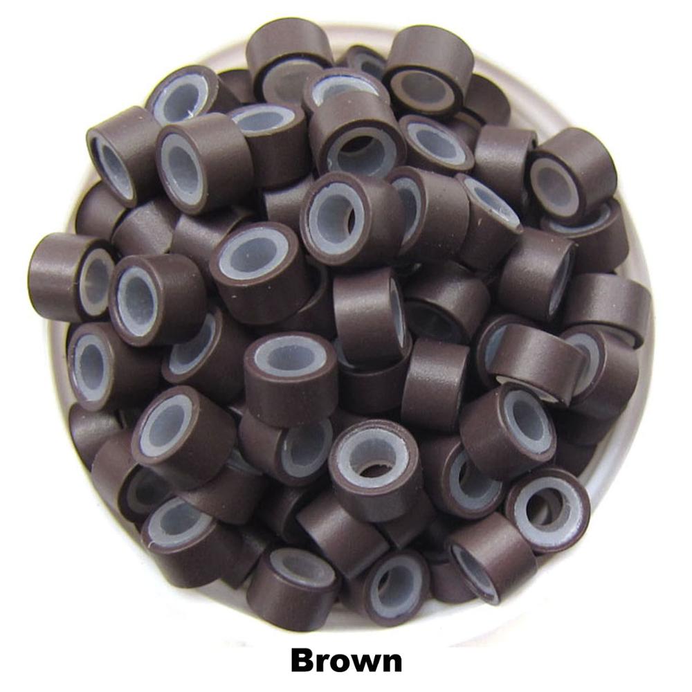 1000pcs 5.0mm Silicone Micro Ring Aluminium Micro Silicone Rings/Links/Beads Hair Extensions Tools For Human Hair: Brown