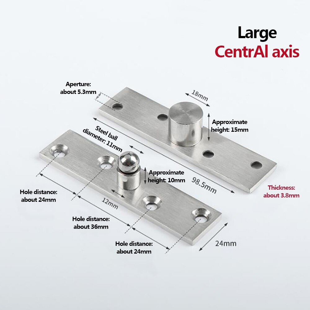 360 Degree Rotation Axis 75/150mm Rotating Hinges Location Shaft Up and Down Door Hidden Pivot Hinge Stainless Steel: L