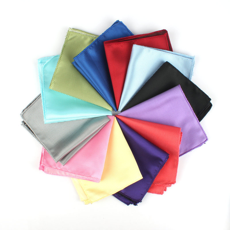Luxe Heren Zakdoek Plaid Effen Kleur Zakdoeken Polyester Hanky Business Pochet Borst Handdoek 21*21CM